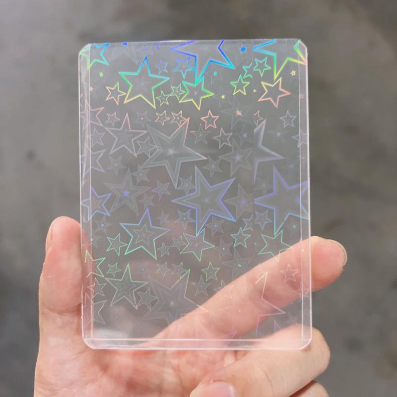 Card Sleeves Protector - 10 adet holografik lazer şeffaf fotocard