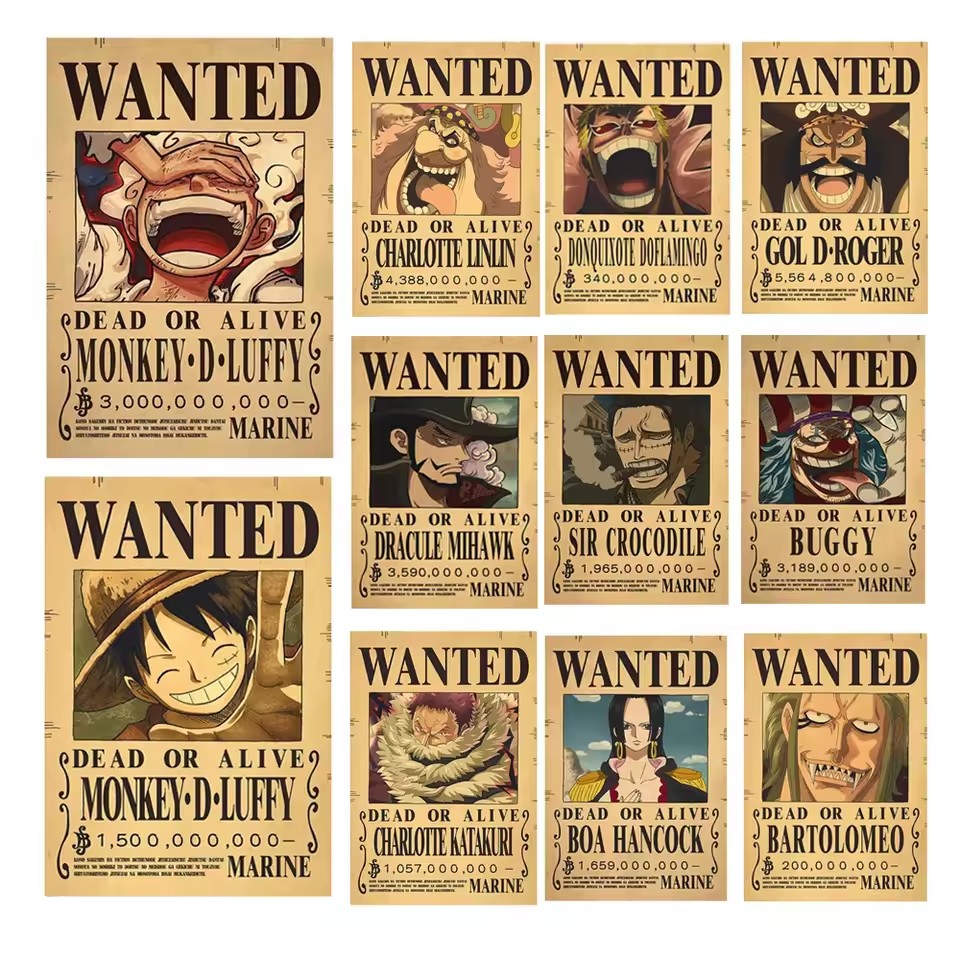 Board Game Vintage - Anime One Piece Bounty Aranıyor Posterleri