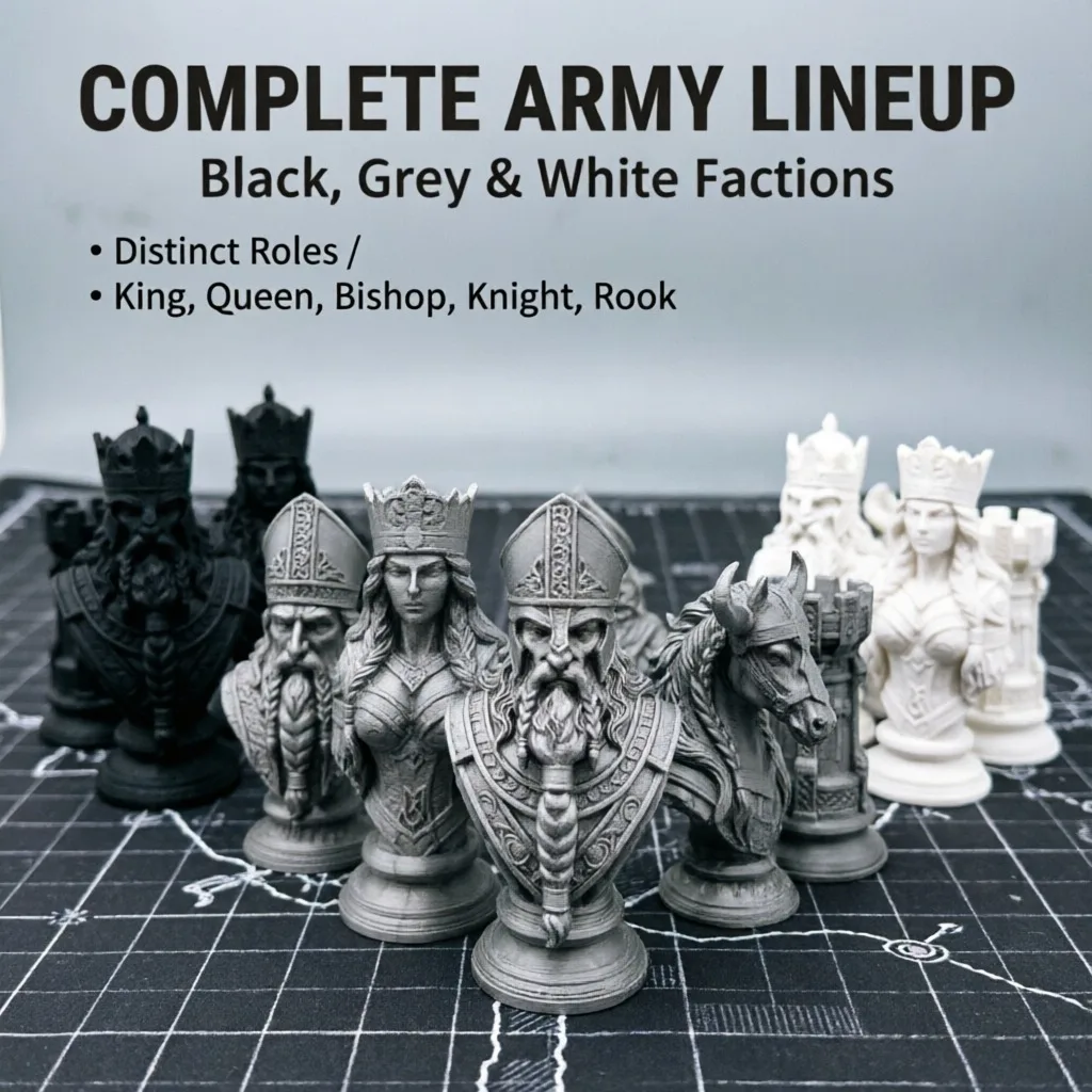 Board Game Print - 10cm 3D Baskılı Satranç Taşları, İskandinav